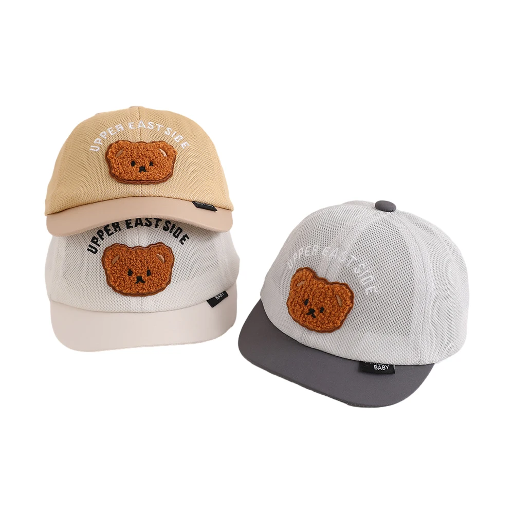 

Baby Summer Hat Cartoon Bear Mesh Baseball Caps for Girls Boys Adjustable Infant Sun Hats Toddler Accessories Items 5-18M