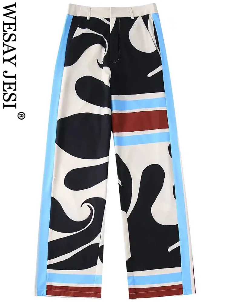 

WESAY JESI High Street ретро повседневные свободные удобные женские брюки летние модные спортивные серии с принтом женские широкие брюки