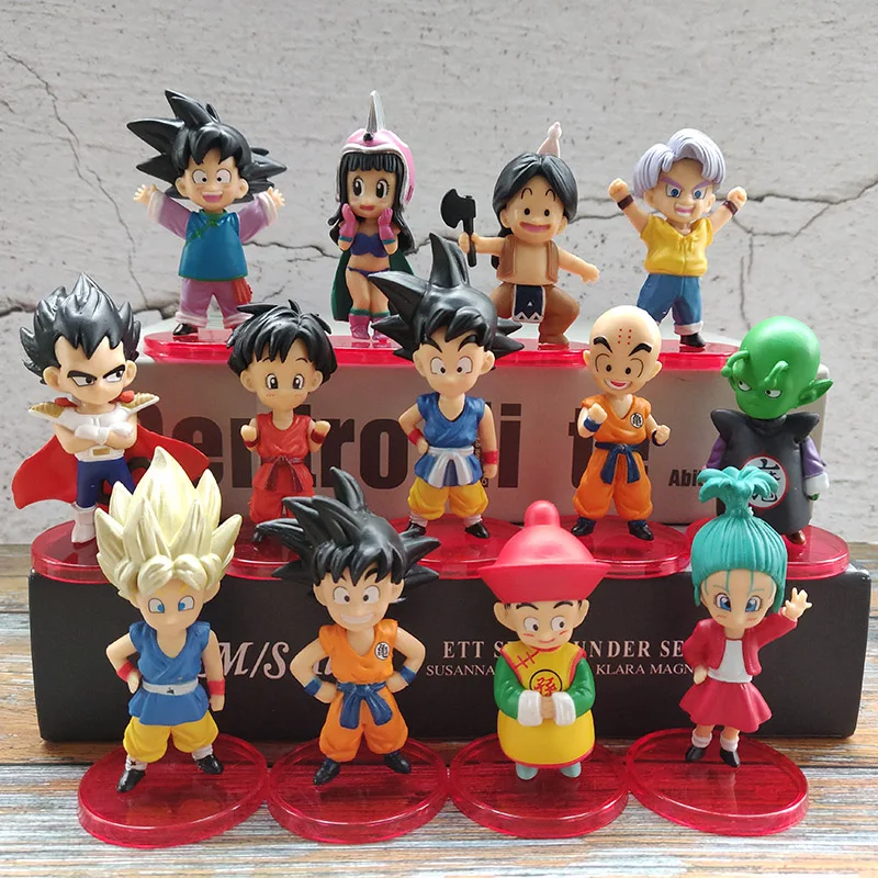 

Dragon Ball Action Figure Son Goku Chichi Kuririn Vegeta IV Trunks Piccolo Q Version Model Desktop Ornament Toys Children Gifts