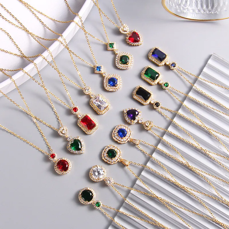 

Ожерелье с подвеской из нержавеющей стали с квадратным круглым Цирконом