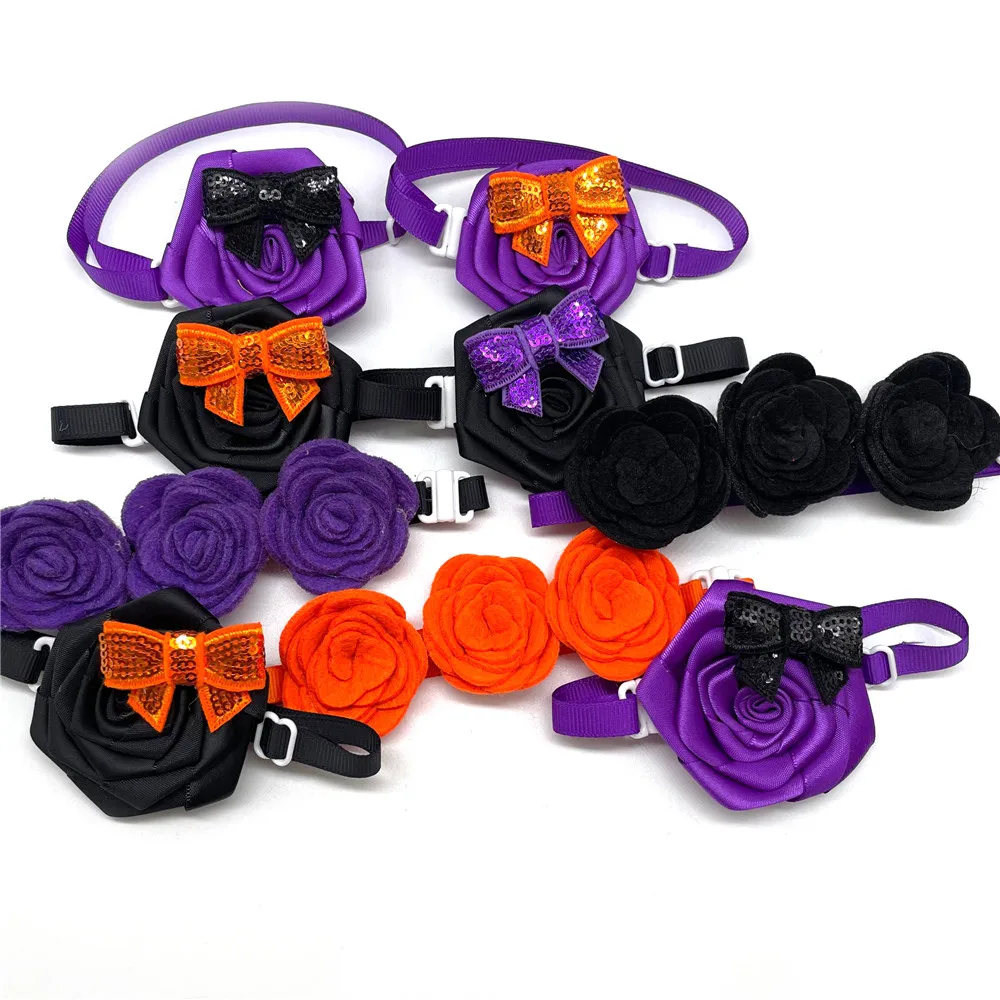 

50/100pcs Halloween Dog Pet Grooming Accessories Small Dog Bow Tie Puppy Dog Bowties Collar Adjustable Pet Holiday Grooming Ties