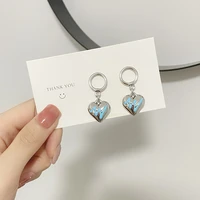 2022 new womens simple earrings blue painted heart earrings womens jewelry birthday party gifts pendientes de mujer