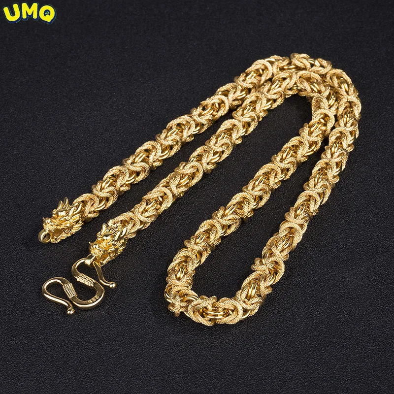 

Мужское винтажное ожерелье с драконом, цепочка из цепочки с золотым покрытием, цвет жёлтый, 24 к