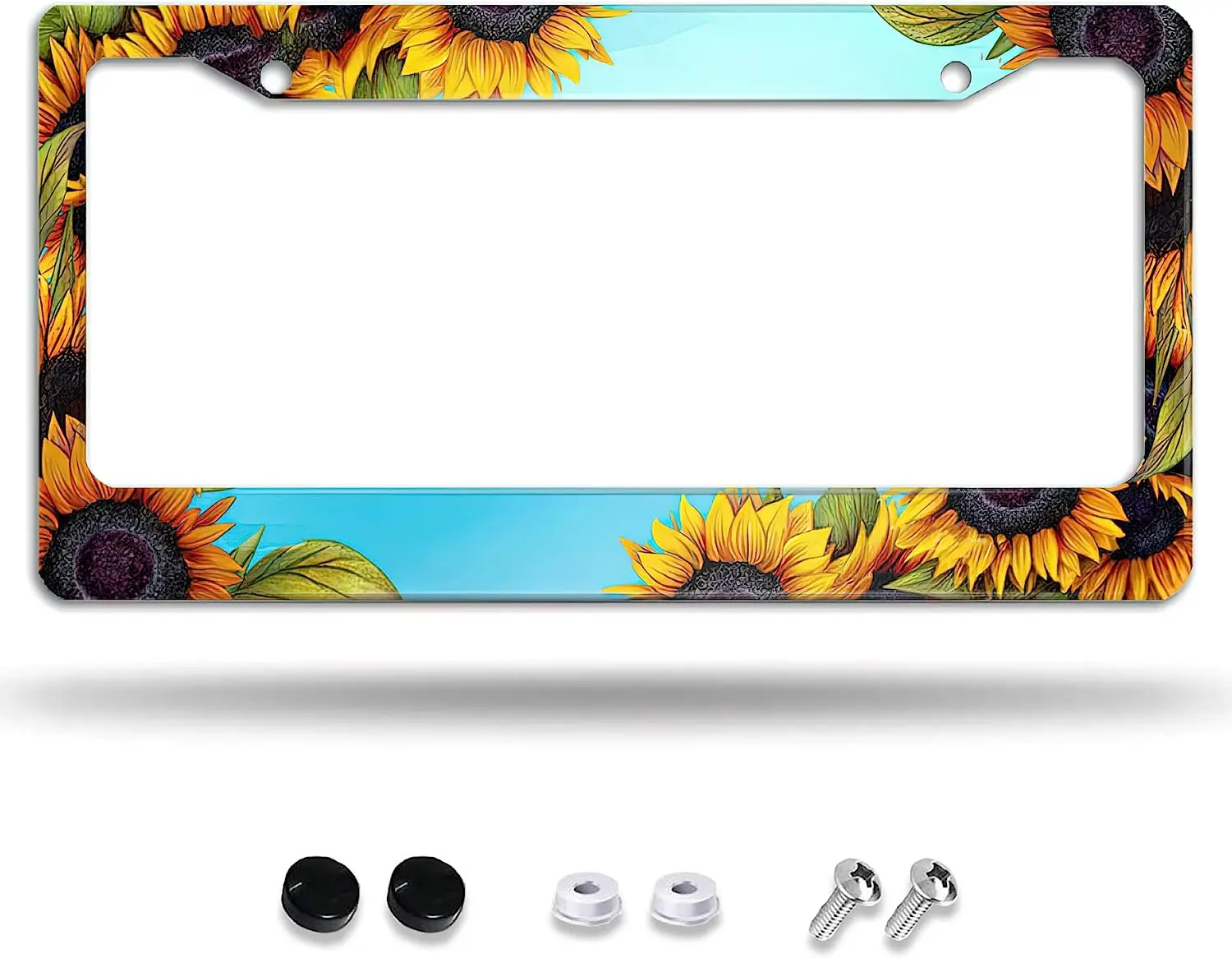 

Sunflower Decorative Car License Plate Frame Bue Sky Designed for Car Aluminum Decor Car Tag for Men Women 12x6 Inch