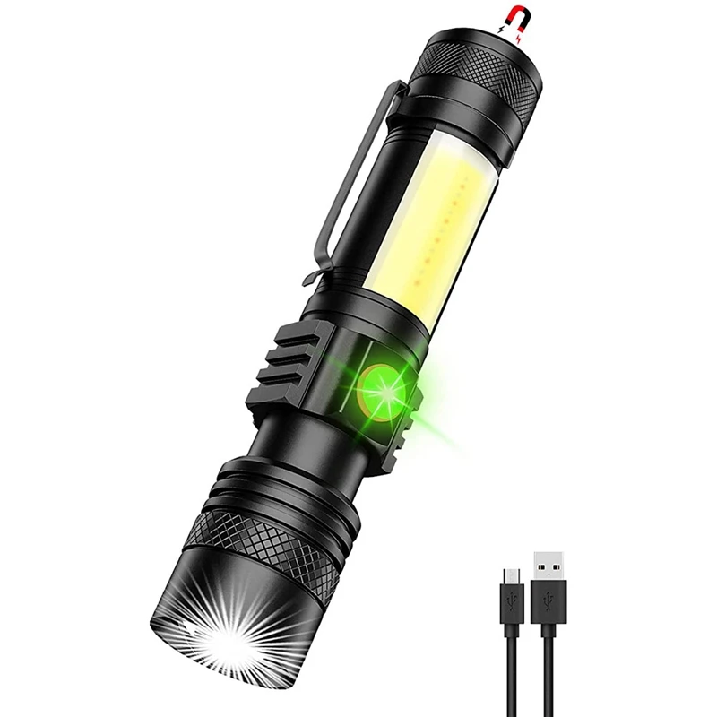 

LED Rechargeable Flashlight (Battery Included), Magnetic LED Flashlight With COB Sidelight, For Camping, Emergency