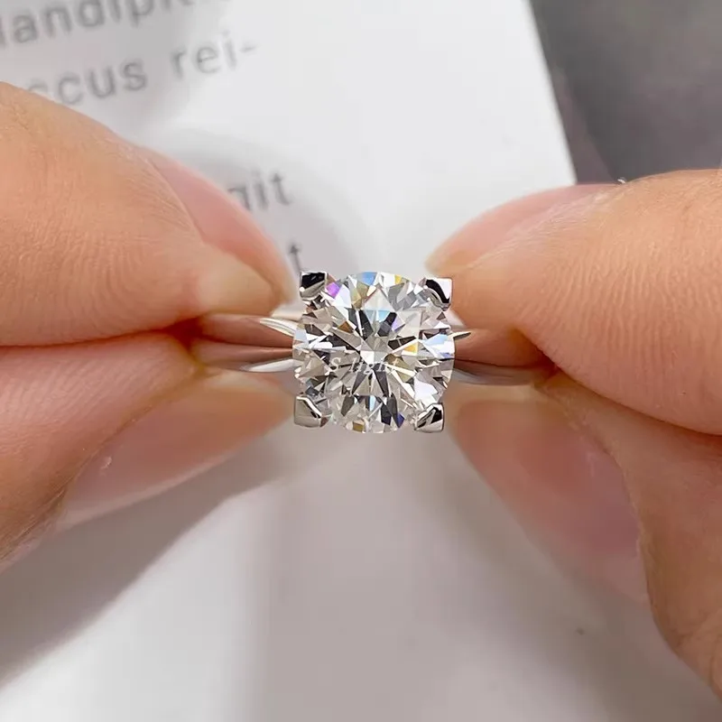 1 2 3 4 5 Carat Pt950 White Gold Ring Round shape moissanite Diamonds Women Wedding Party Engagement Classic Trendy
