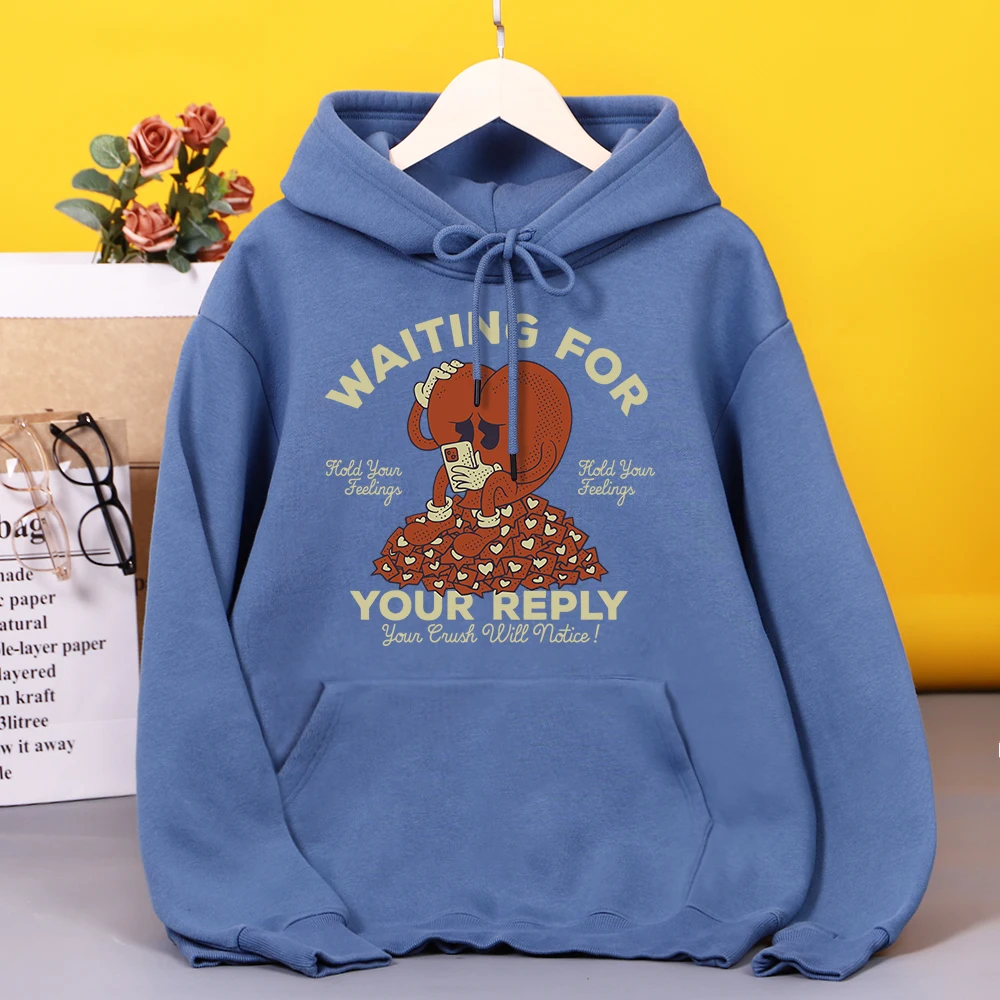 

Waitting for your reply your crush will notice Printed Female Hoody Street Sweatshirt Hipster Quality Hooded Autumn Casual Tops