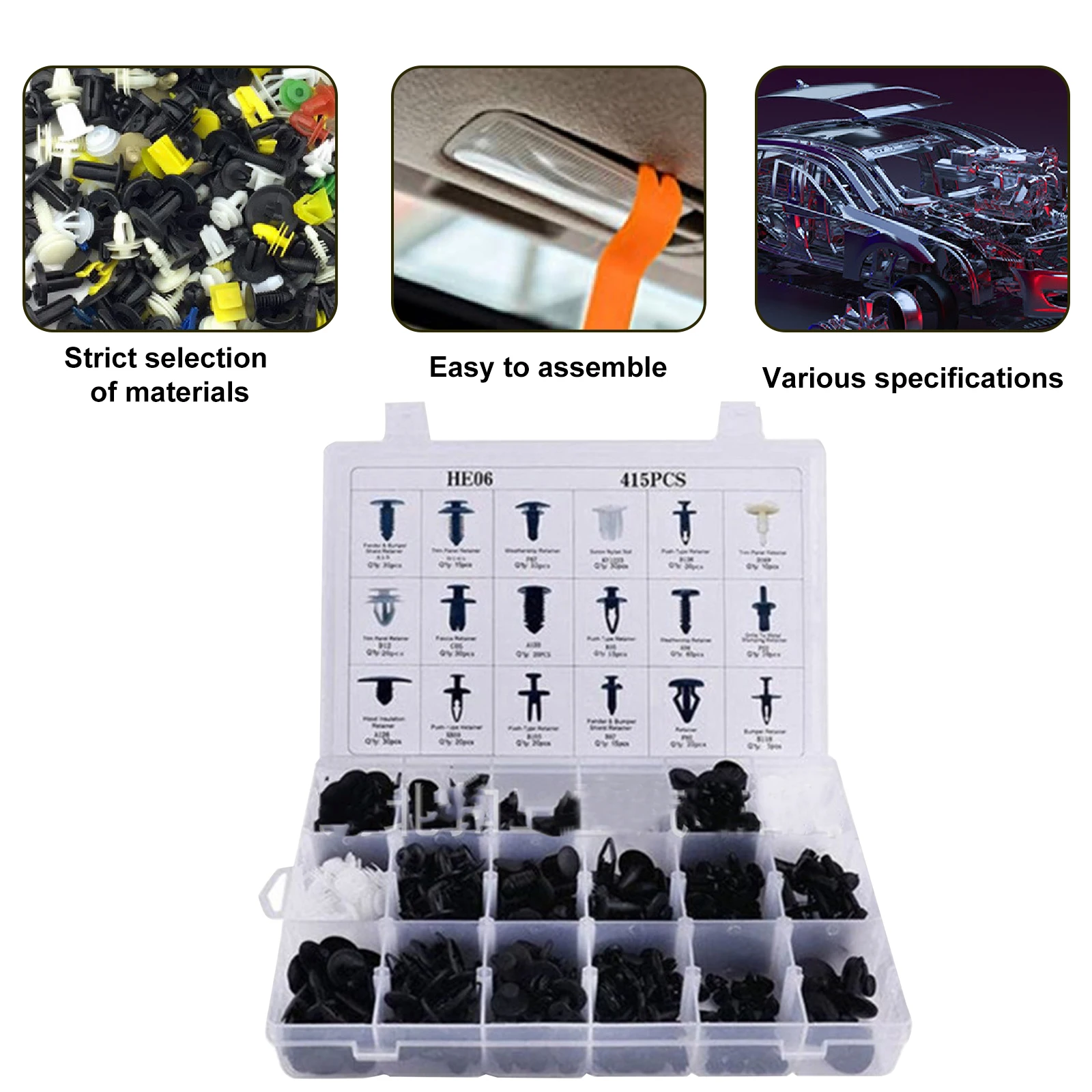 

Car Retainer Clips Plastic Fastener Kit Auto Push Pin Rivets Set-Door Trim Panel Clips For GM Ford Toyota Honda Chrysler