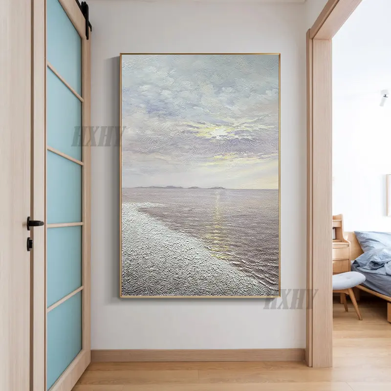 

Hand-Painted Abstract Abstract Sea Sunrise Oil Painting Restaurant Wall Decorative Artwork