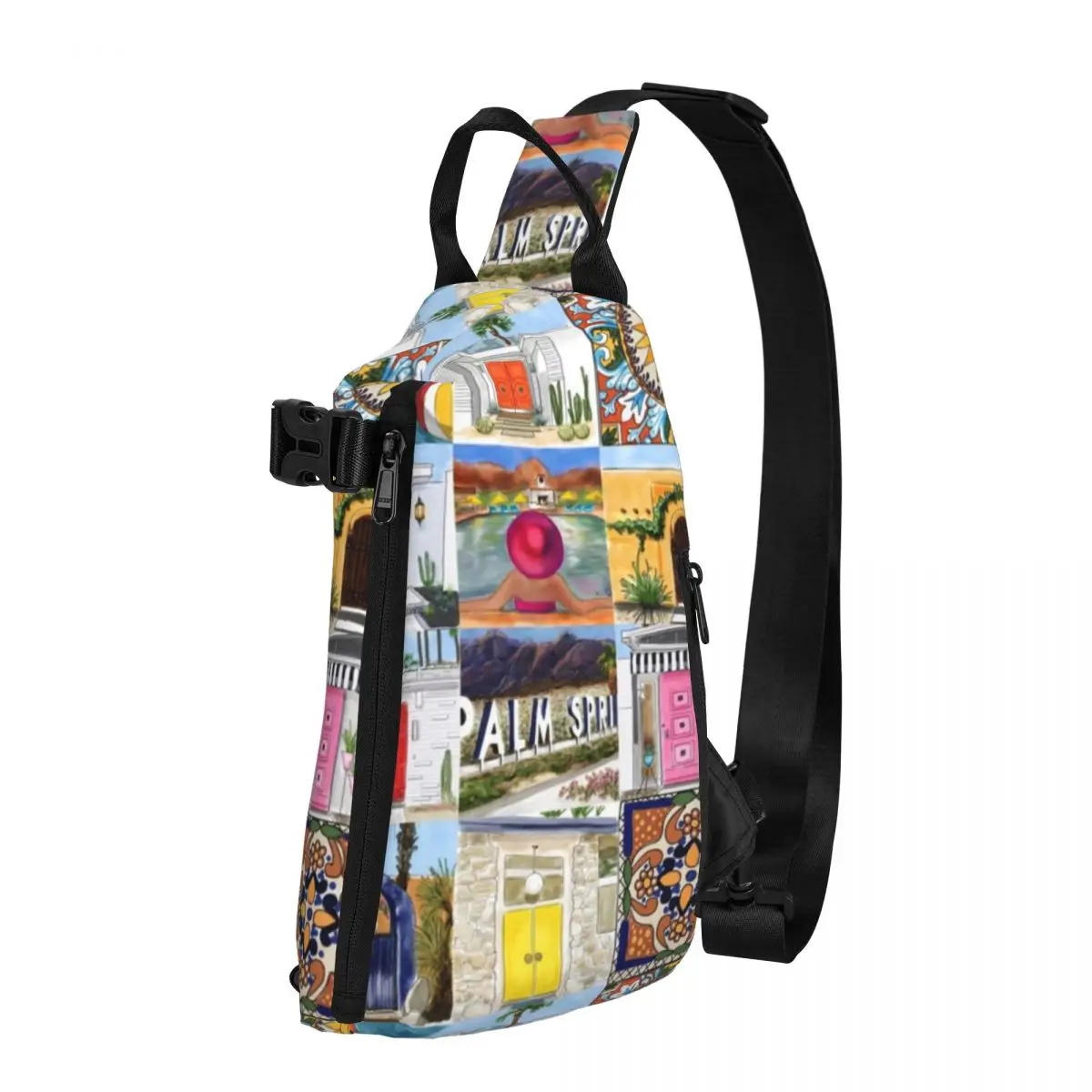 

Mid-Century Shoulder Bags Palm Springs Talavera Casual Chest Bag Sports Outdoor Style Sling Bag School Graphic Crossbody Bags