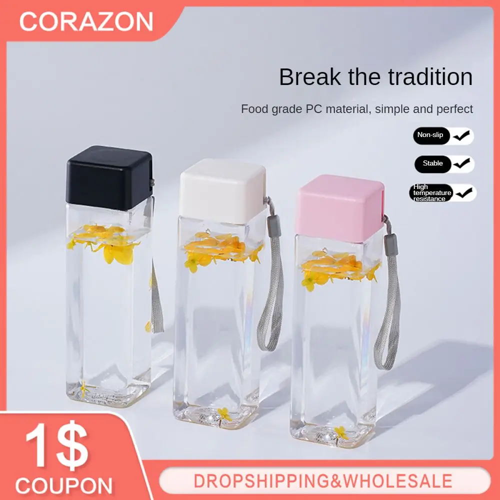 

Чашка с защитой от падения для студентов подходит для мужчин и женщин герметичная чашка уличные принадлежности трендовая герметичная чашка из поликарбоната 480 мл квадратная чашка