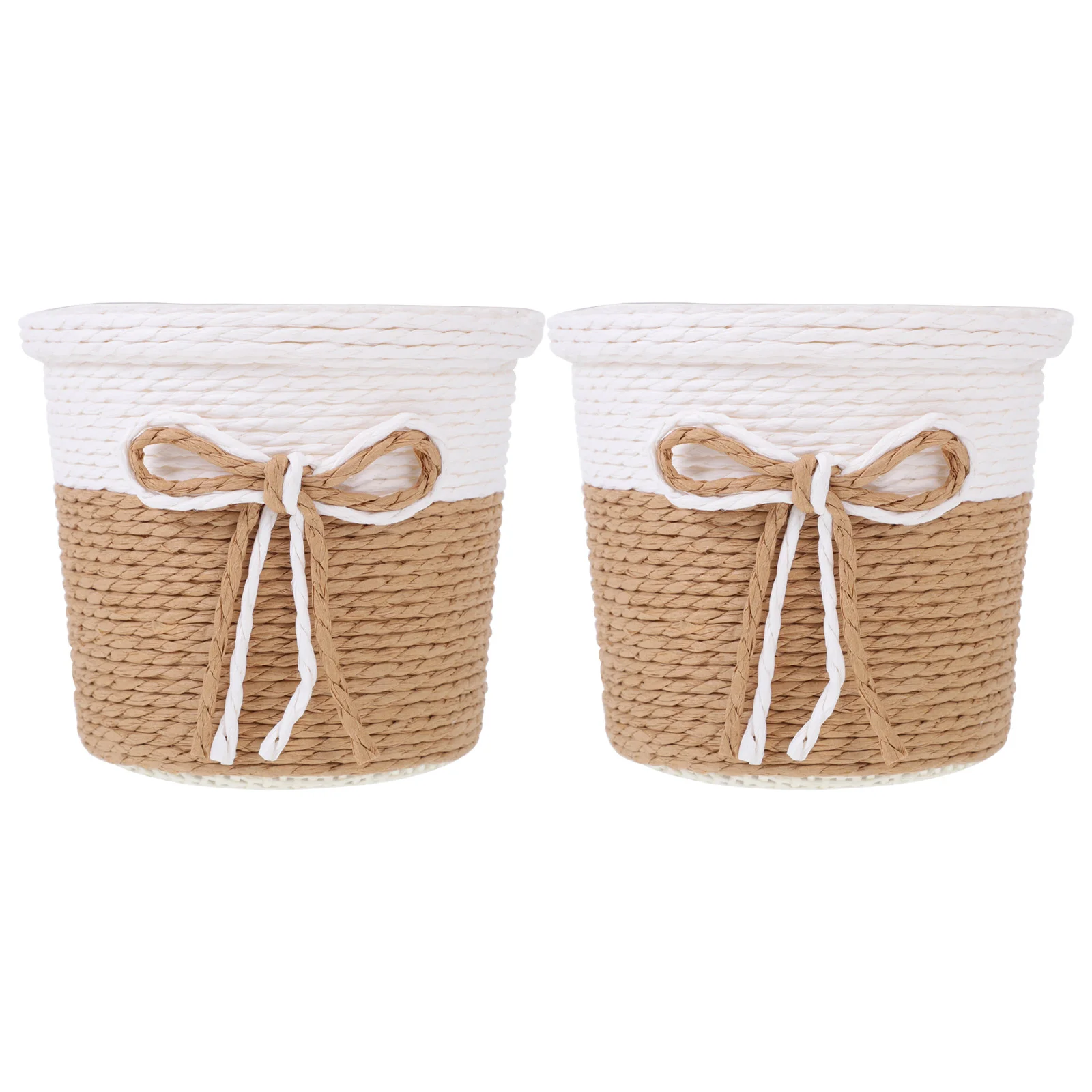 

2 Pcs Pot Plants Indoor Flower Basket Balcony Decorative Planter Vase Floral Holder Paper Rope Woven