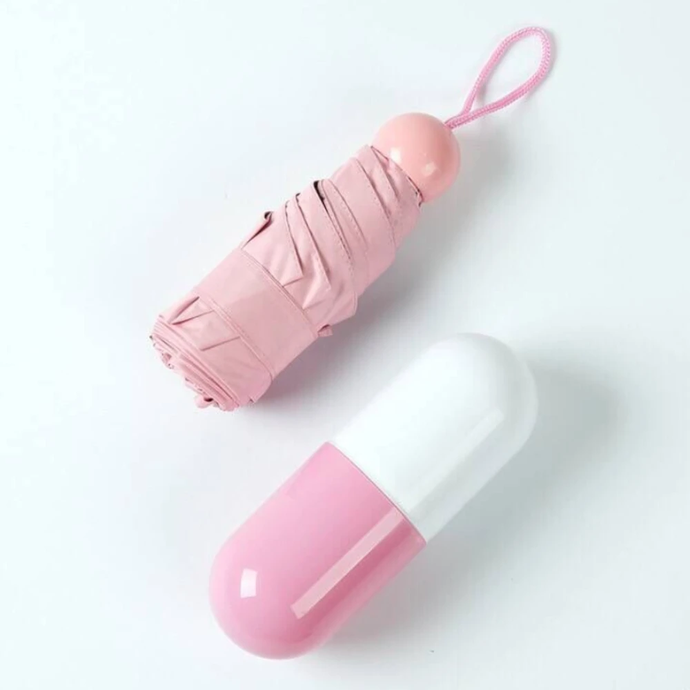 

Mini Portable Capsule Umbrella Folding Rain Sunlight Umbrella Windproof Waterproof Stick Pocket Umbrella Anti-UV Idea For Gift