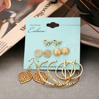 6 pairs vintage geometric gold metal earrings set for women punk pearl dangle drop earrings 2022 trend set of earrings jewelry