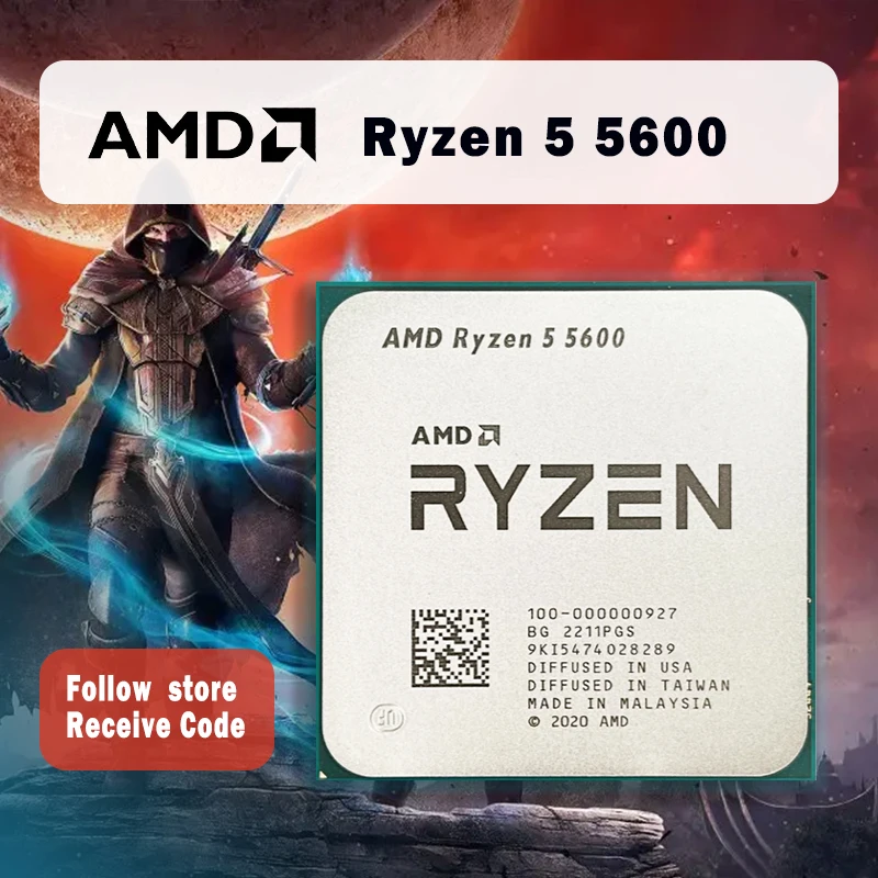 NEW AMD Ryzen 5 5600 R5 5600 3.5 GHz 6-Core 12-Thread CPU Processor 7NM L3=32M 100-000000927 Socket AM4 No Fan