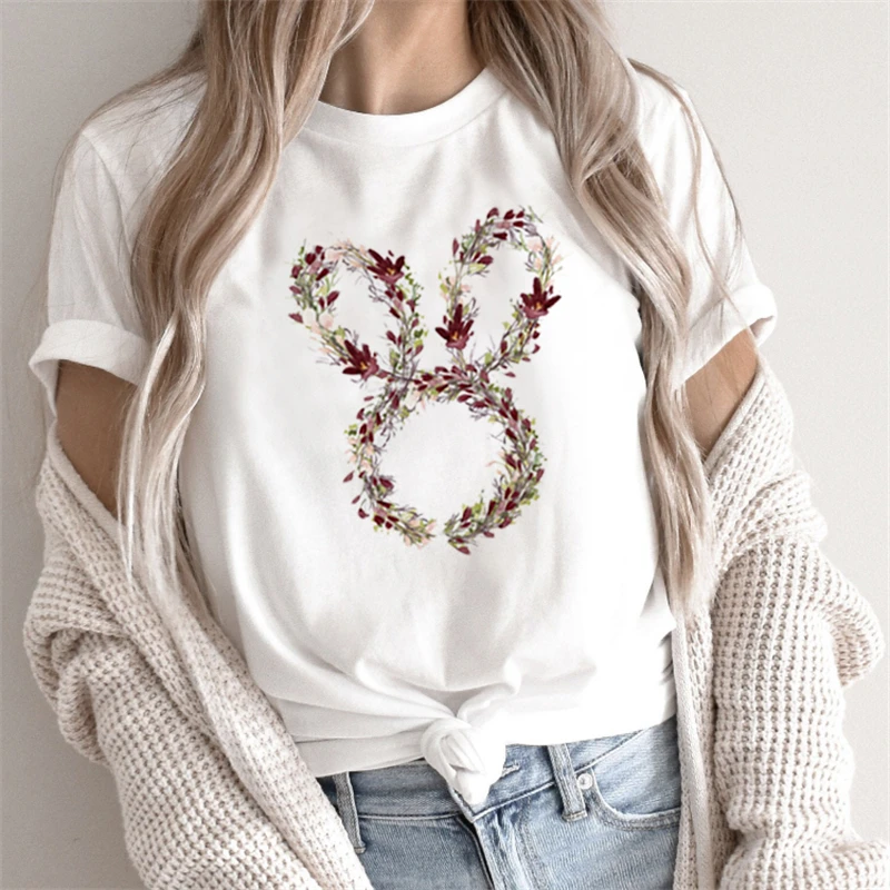 

Rabbit Graphic Cute Cartoon Women Tshirt Kawaii Print T Shirt Harajuku 90s Ullzang Fashion T-shirt Top Tees Female Clothes 2022