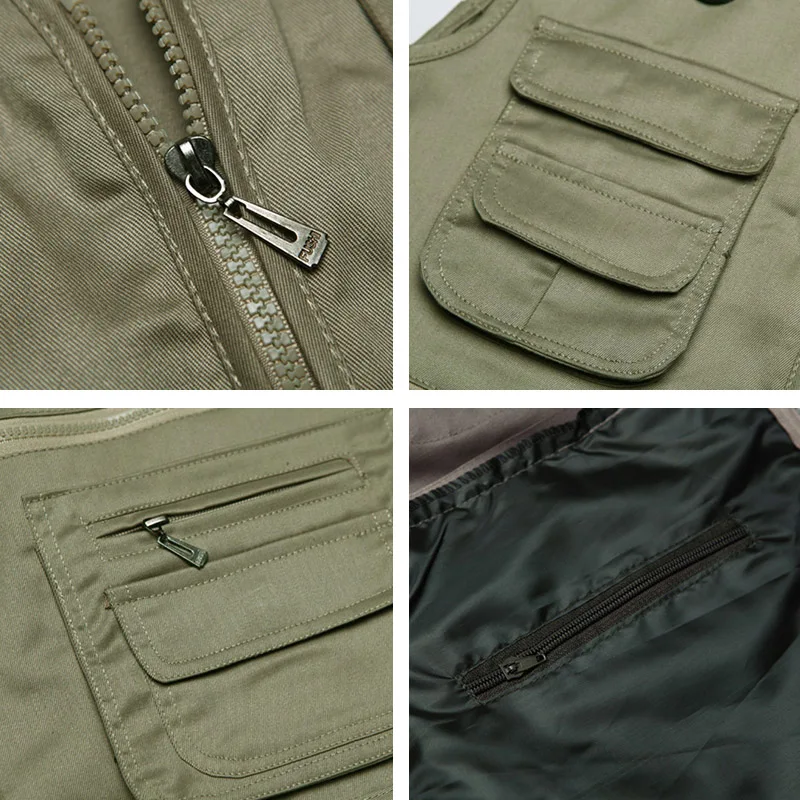 Summer Men Casual Vest With Many Pockets New Male Classic Zipper Thin Multi Pocket Photographer Work Waistcoat Sleeveless Jacket images - 6