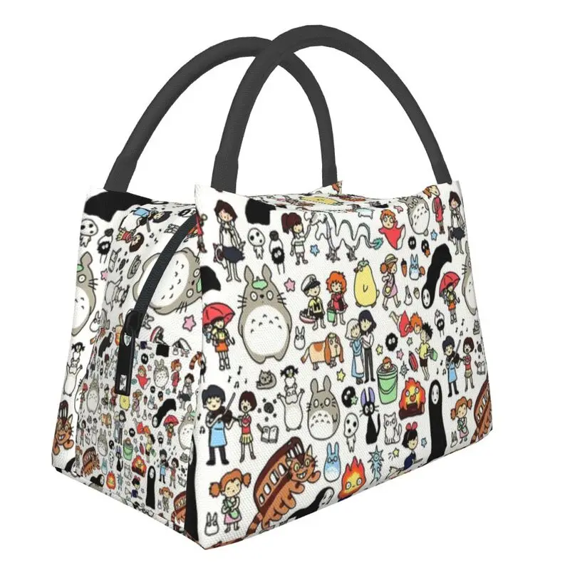 

My Neighbor Totoro And Spirited Away Insulated Lunch Bag for Women Waterproof Thermal Cooler Lunch Tote Picnic Travel
