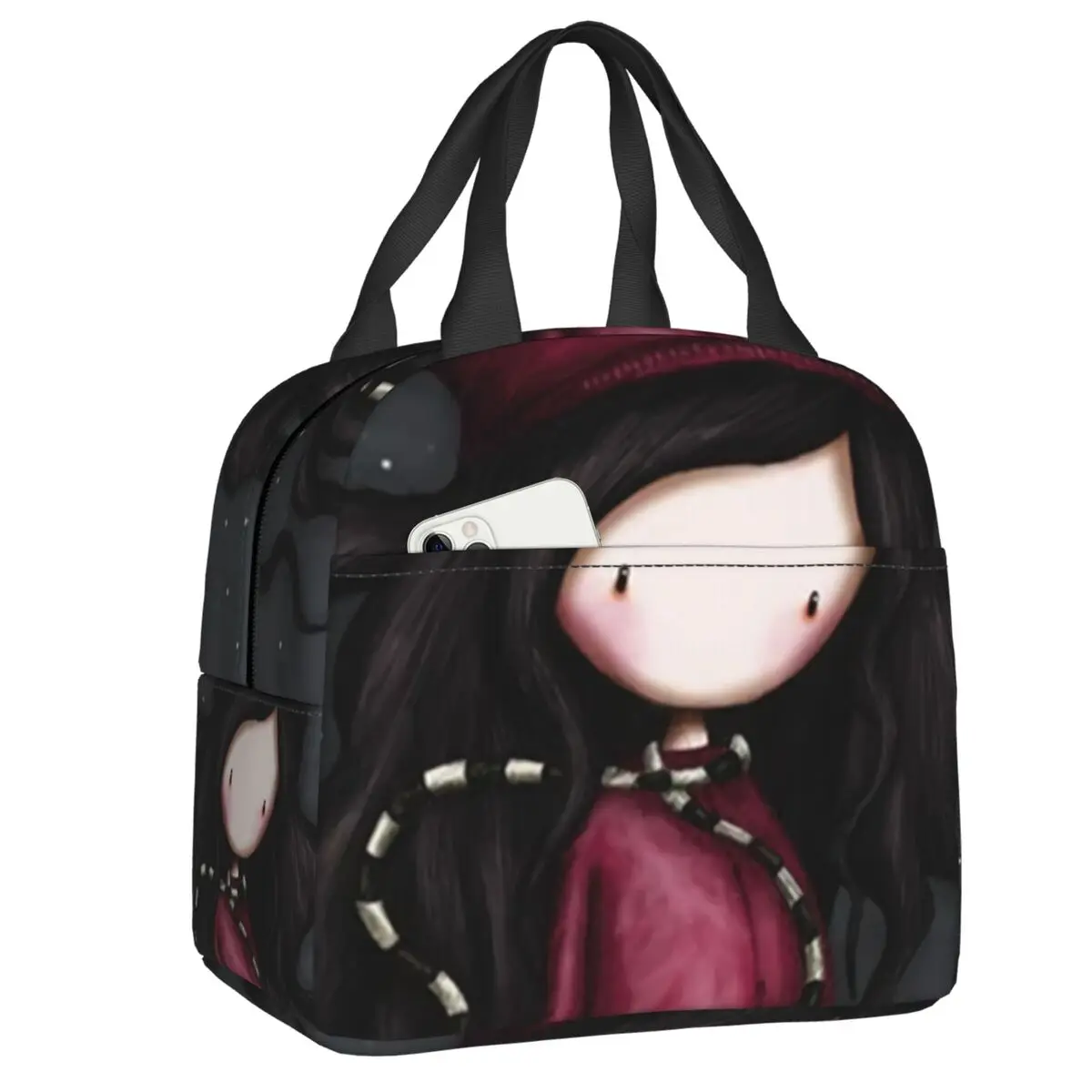 Изолированная сумка для обеда девочек школьная работы куклы аниме Gorjuss