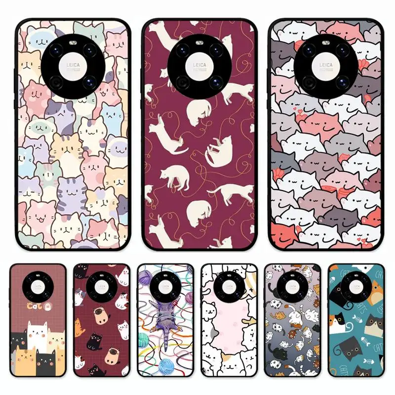 

Cartoon Cute Cats Phone Case for Huawei Mate 20 10 9 40 30 lite pro X Nova 2 3i 7se