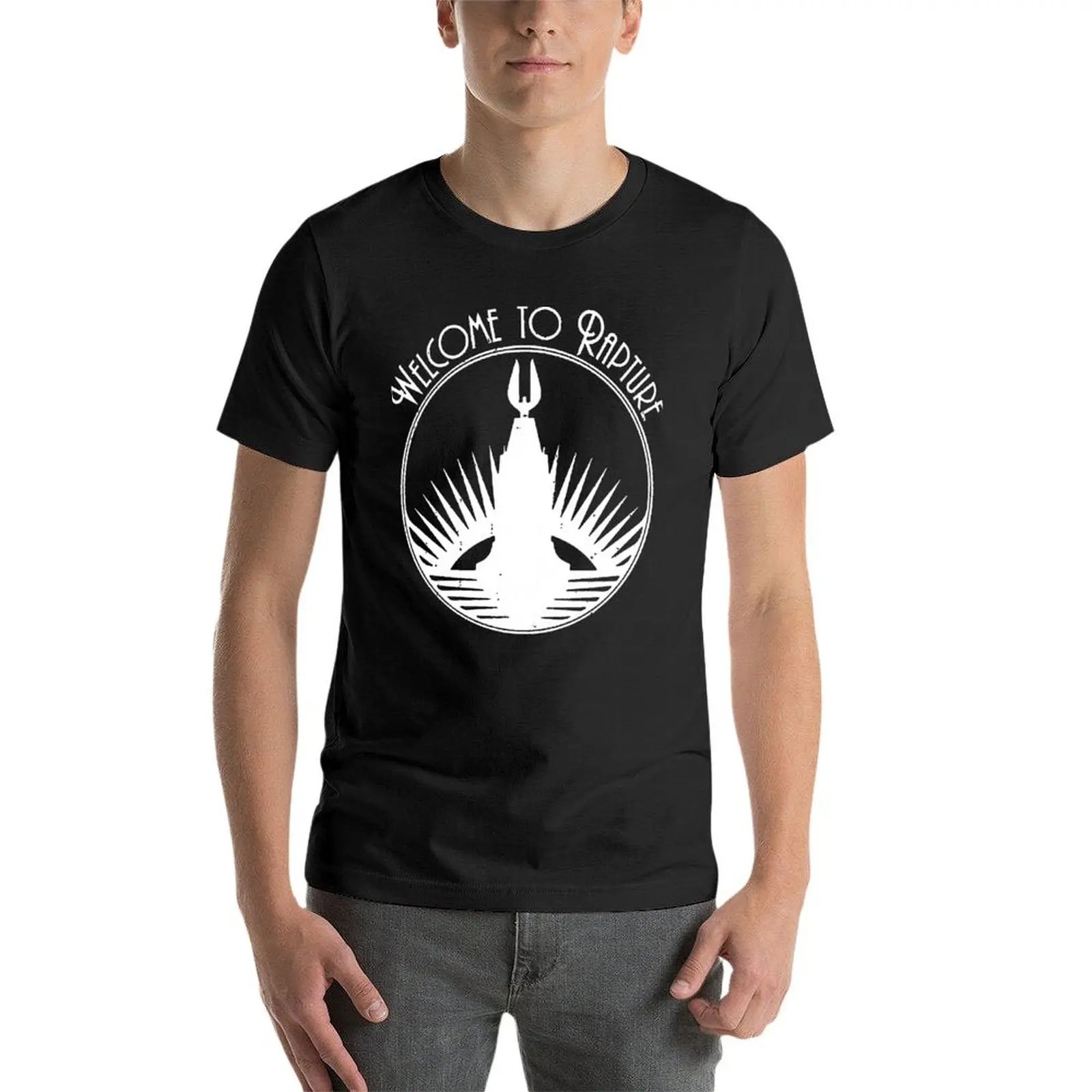 Bioshock Добро пожаловать в Rapture Essential для (3) футболка с круглым вырезом рекламный Топ