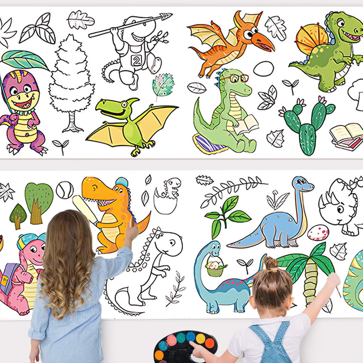 Динозавр транспортировка Принцесса Граффити свиток День Рождения Декор дети