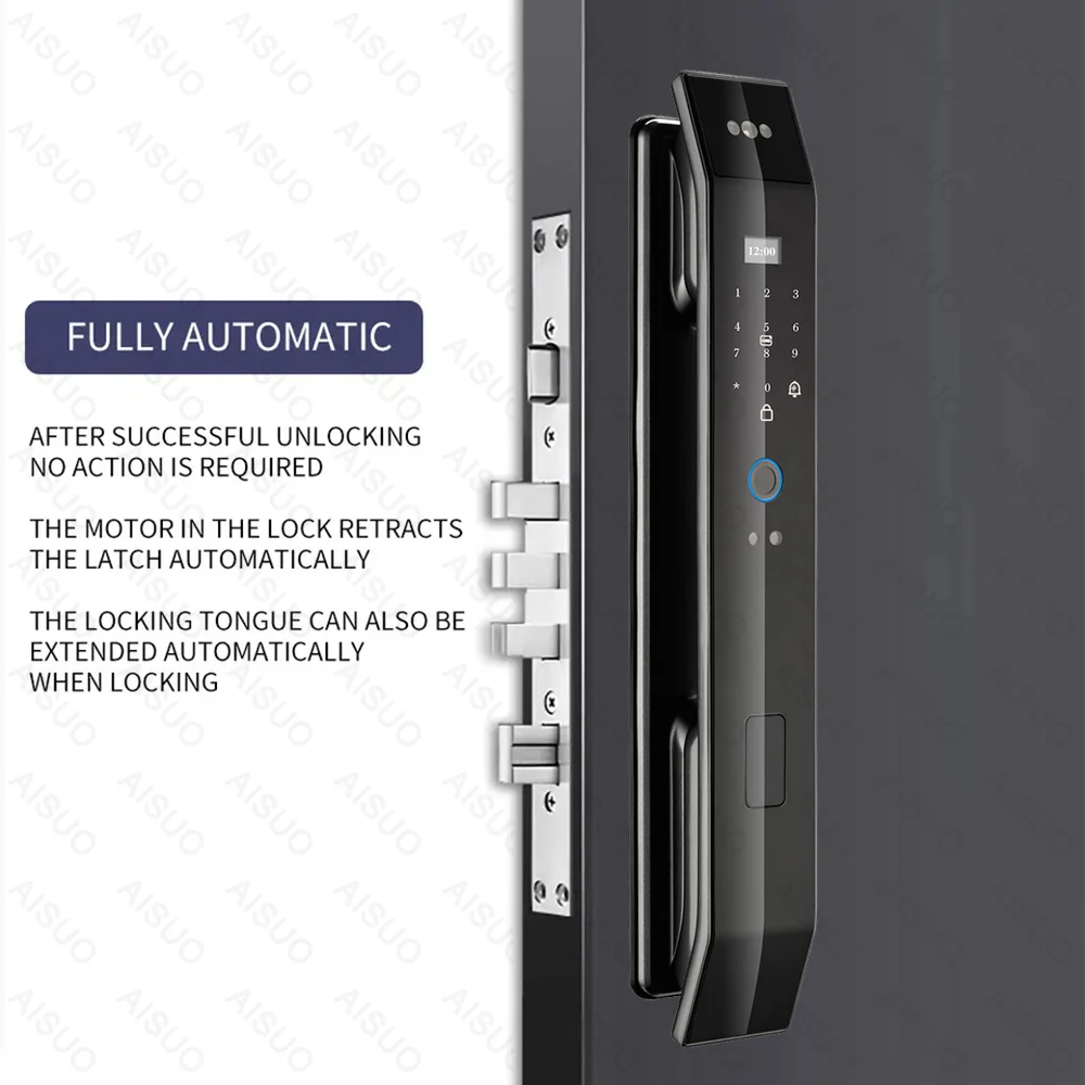 Фото Video En Tiempo Real WIFI APLICACION Huella Digital Cerradura De Puerta Inteligente Con Camara Cerradura Inteligente Digital №4