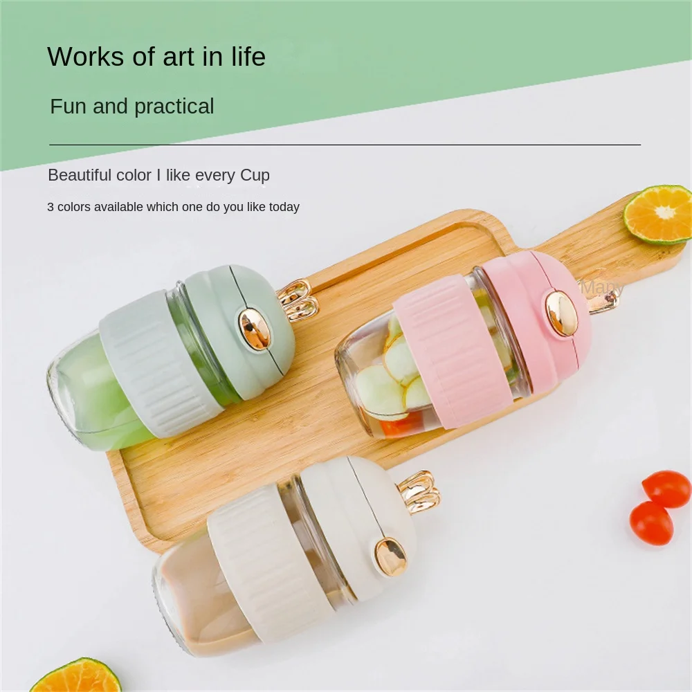 

With Lid Coffee Cup Summer Drinking Cup Straw Cup Thick Glass Moe Rabbit Cup Water Bottle Glass Cup Kitchen Accessories