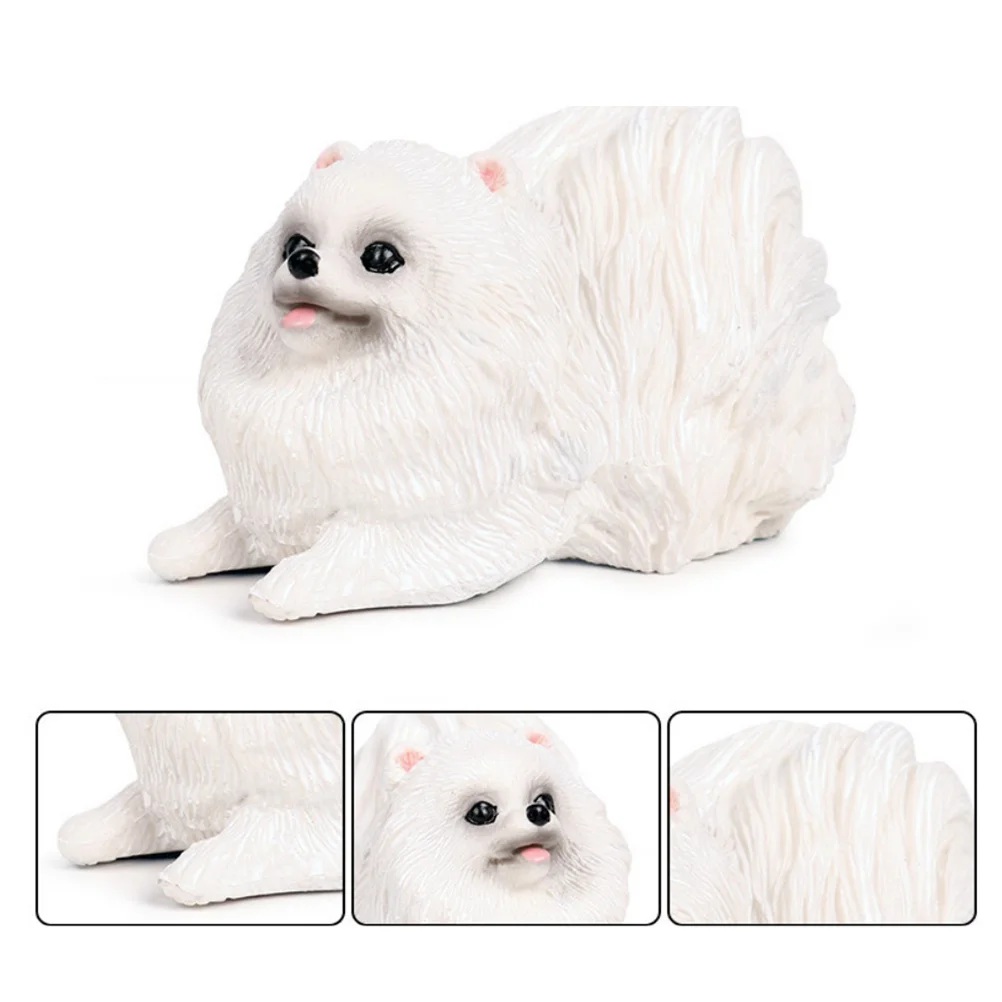 Детская однотонная модель животного мира собаки померанский шпиц фигурка