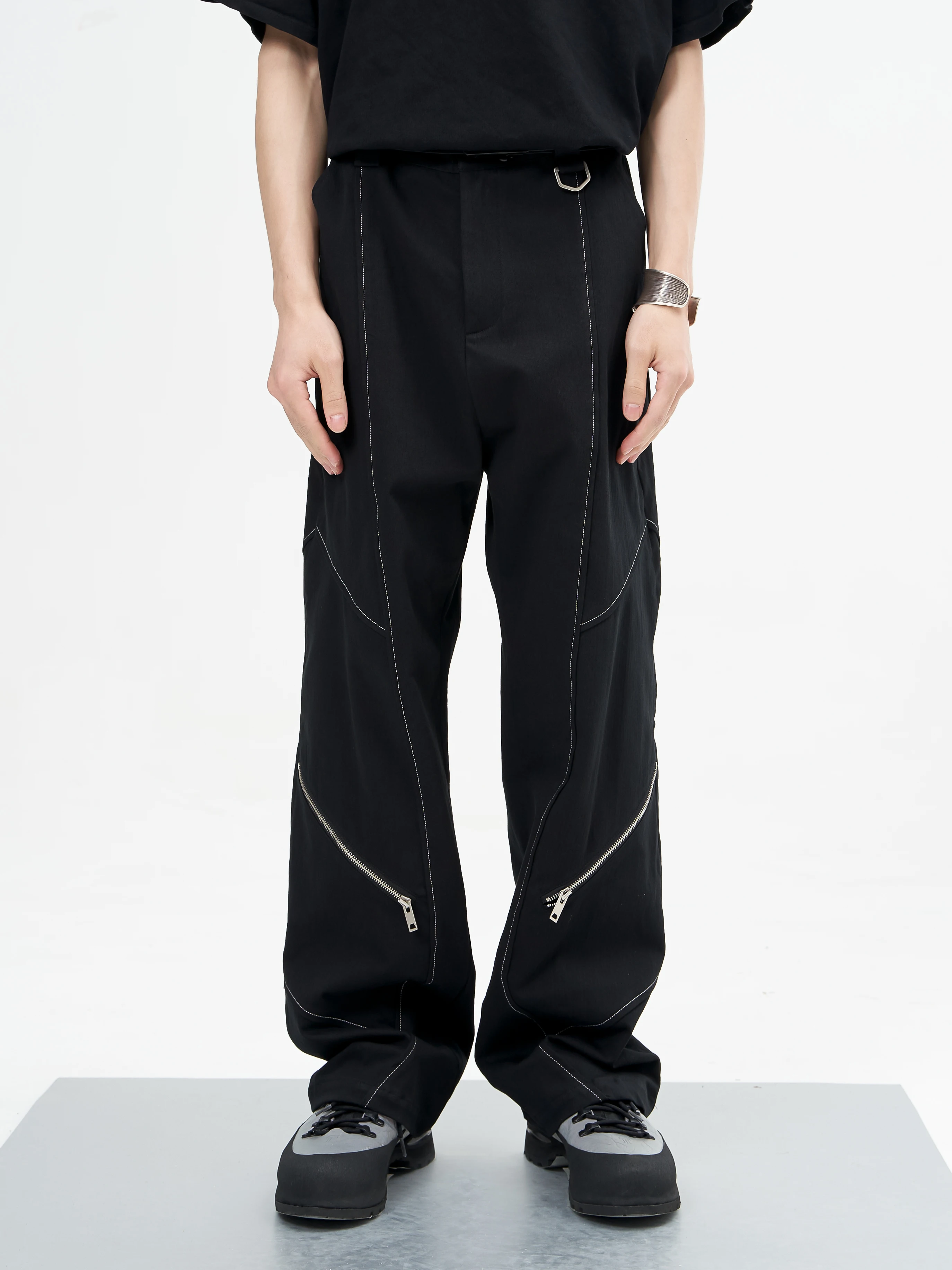 27-46 New 2022 Men Women Clothing GD Open Line Silhouette Zipper Overalls Niche Designe Casual Pants Trousers Plus Size Costumes