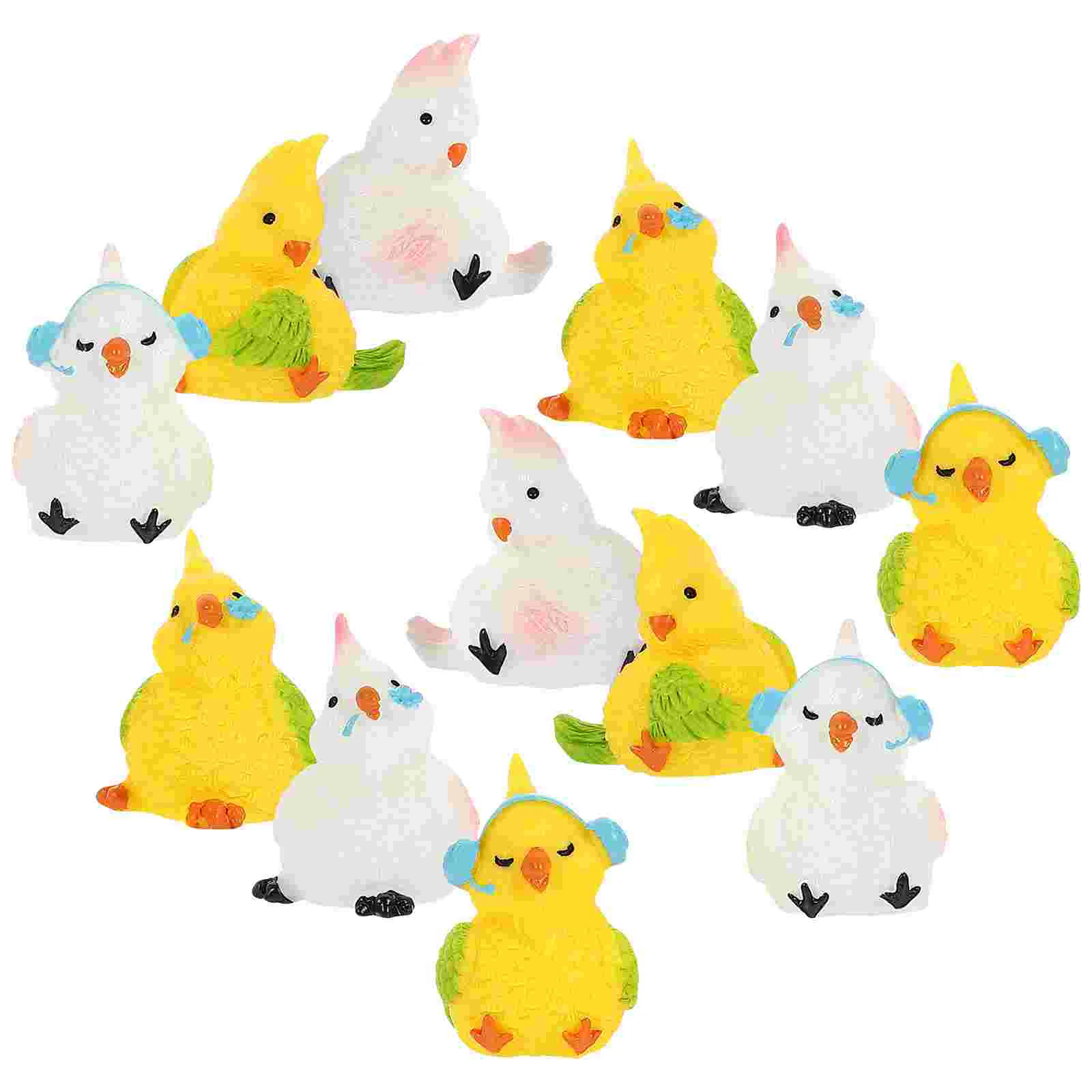 

12 pcs Miniature Bird Figurines Tiny Bird Ornaments Mini Resin Bird Decoration for Micro Landscape