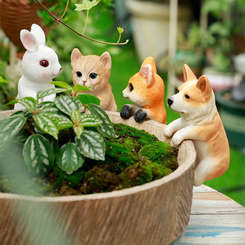 

Cute Animal Pendants Garden Balcony Garden Basin Carrying Small Decorative Cat Basin Hanging Resin Crafts Decoration