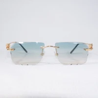 vintage diamond cut rimless sunglasses leopard gafas retro photochromic shades men goggles clear glasses women eyewear