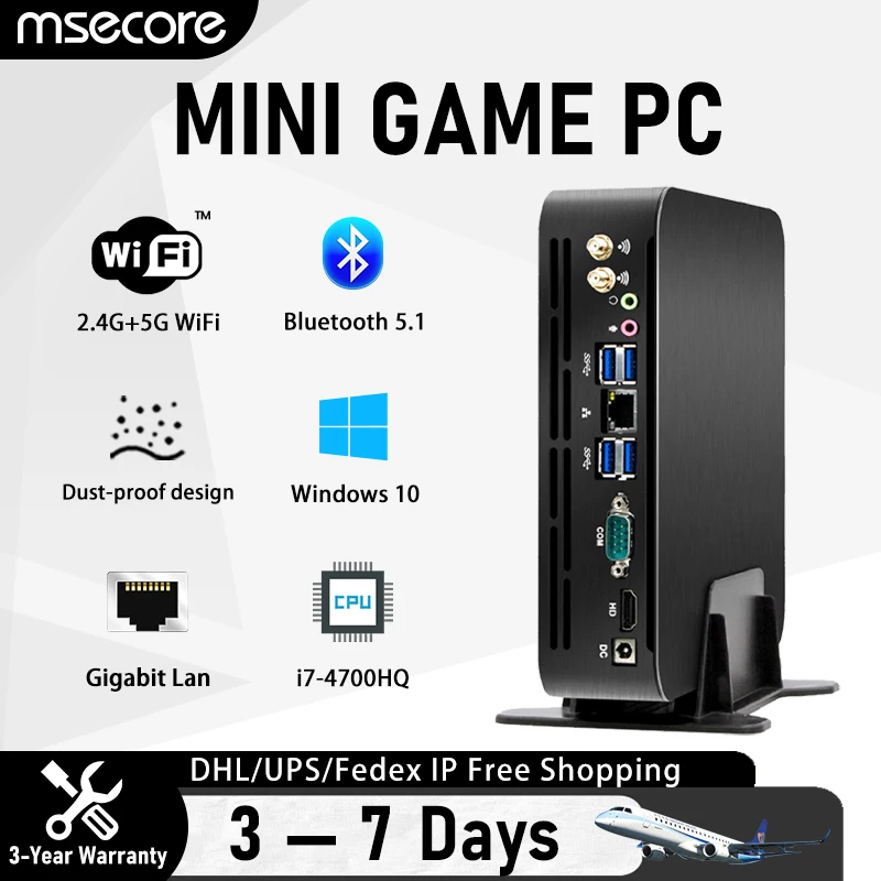 

MSECORE MV8 Intel Core i7 4700HQ Mini PC Windows 10 Office Desktop Computer Portable PC 16G 512G Linux Wifi HDMI VGA