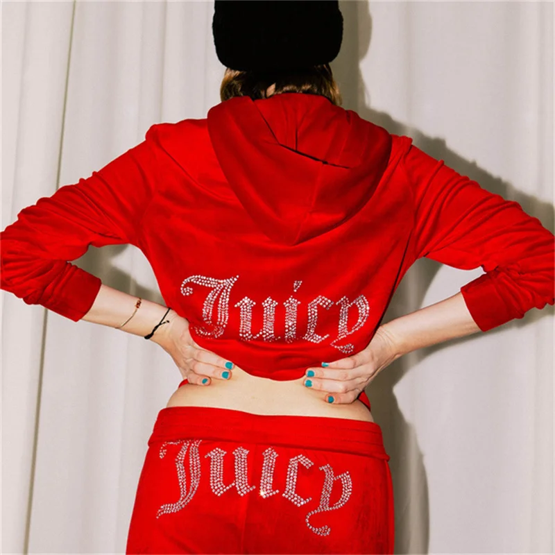 New Track Suit Two Piece Set Tracksuit Women Velvet Juicy Tracksuit Coutoure Couture Coture Sweatsuits For Women Pants Stes images - 6