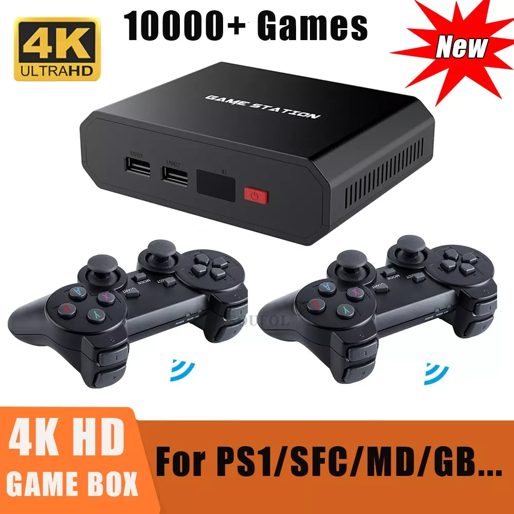 

4K HD TV Game Station Box Classic Retro Game Console for PS1/MAME Built-in 10000+ Games 64GB Mini Video Game Super Console