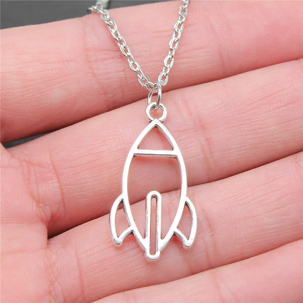 

Dropshipping Antique Silver Color 30x16mm Rocket Pendant Necklace For Women