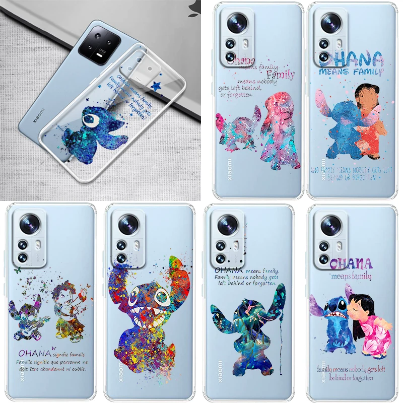 

Stitch Anime Ohana For Xiaomi Mi 13 12 11 10 11T 10T 9T 9 8 Note 10 Ultra Pro Lite Silicone Transparent Phone Case Coque Capa