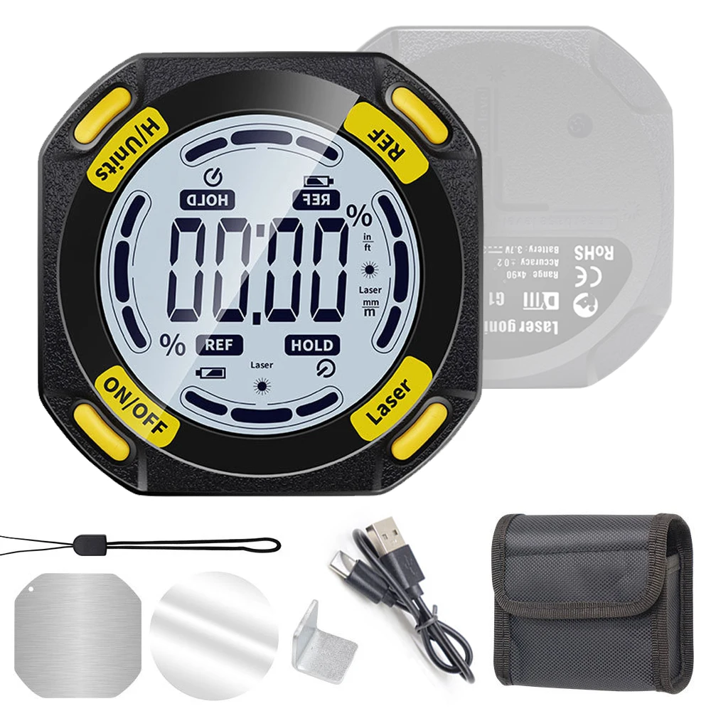 

5-Sided Strong Magnetic Inclinator Digital Level and Angle Finder Versatile 4 *90° Inclinometer Dipmeter Gauge 4 Unit Switchable