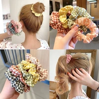 drop shipping simple plaid hair ring rope headwears for young girls scrunchies elastic hair bands kid hair accessories for lady