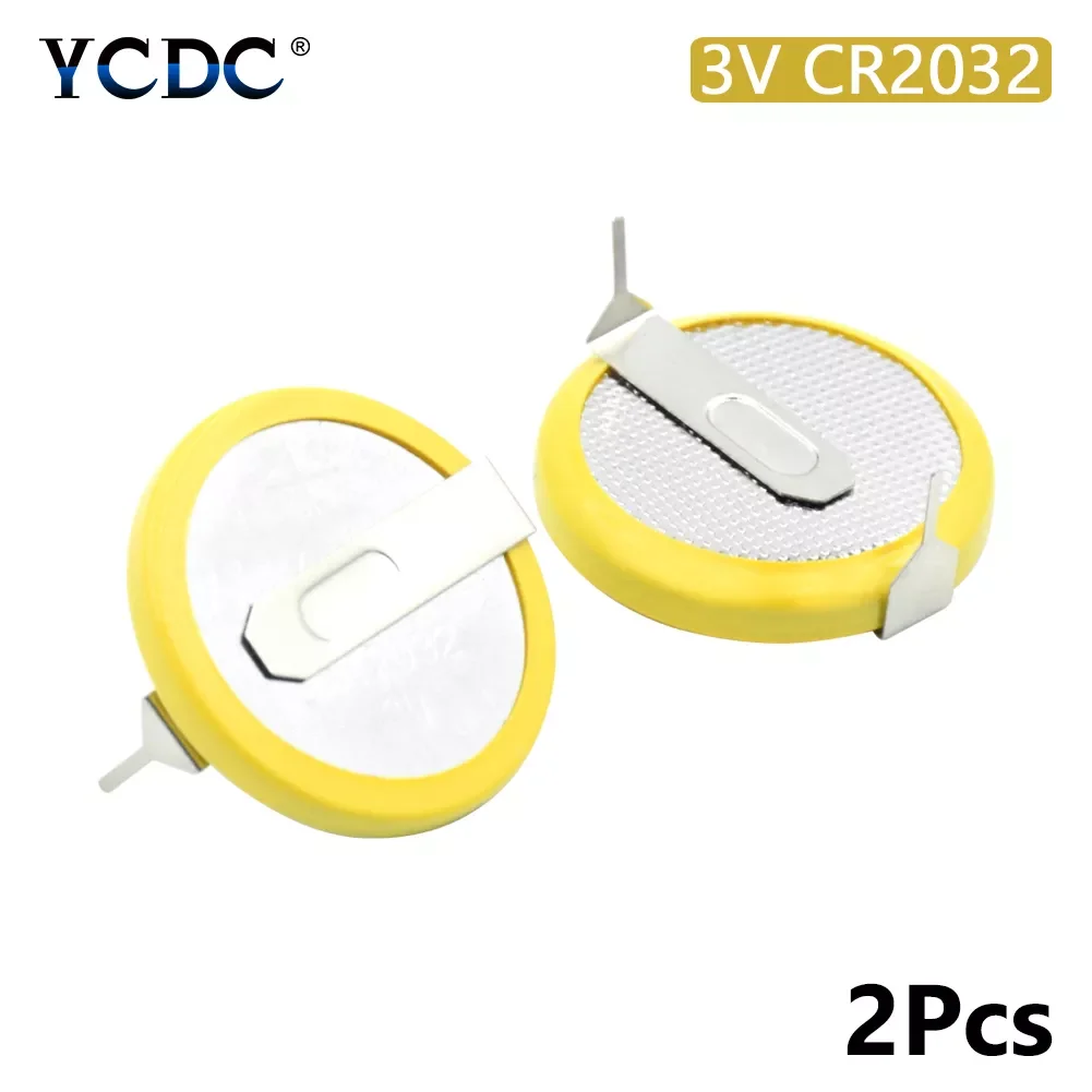 

2X 3v cr2032 CR 2032 button battery coin cell with 2 mounting pins/tabs single use 2 Soldering Pins Motherboard Calculator