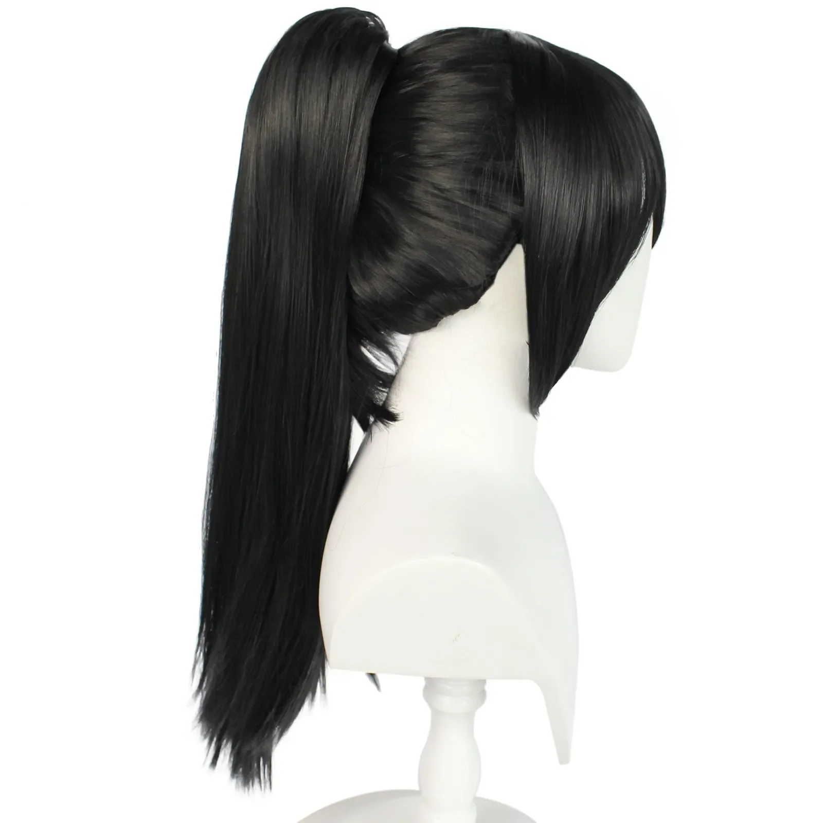 Парик для косплея Yukimura Jiziru длинный прямой черный хвост с челкой Хэллоуина