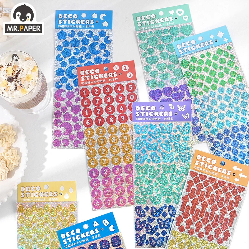 

JIUMO 1 Pc/bag Ins Style Shining Fragment Series Creative Cute Hand Account DIY Decor Collage Material Plain Sheet Stickers