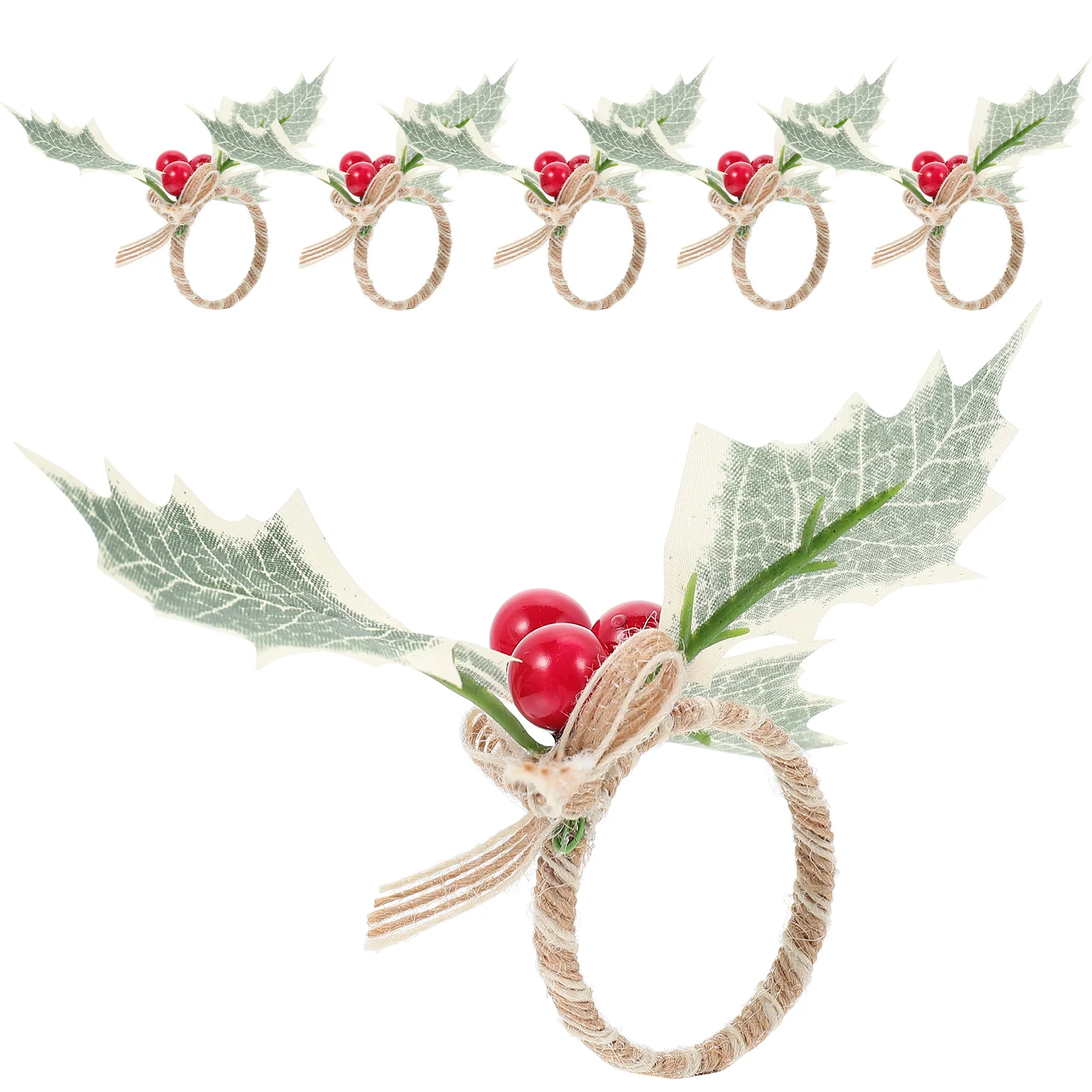 

Christmas Napkin Rings Simulated Green Leaves Berry Napkin Buckles Holder Xmas Party Table Decoration Navidad