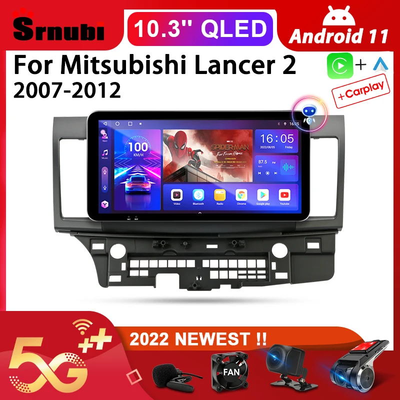 Srnubi 2022 новейший 10 3 &quotAndroid 11 0 автомобильное радио для Mitsubishi Lancer 2 2007-2012 Мультимедиа