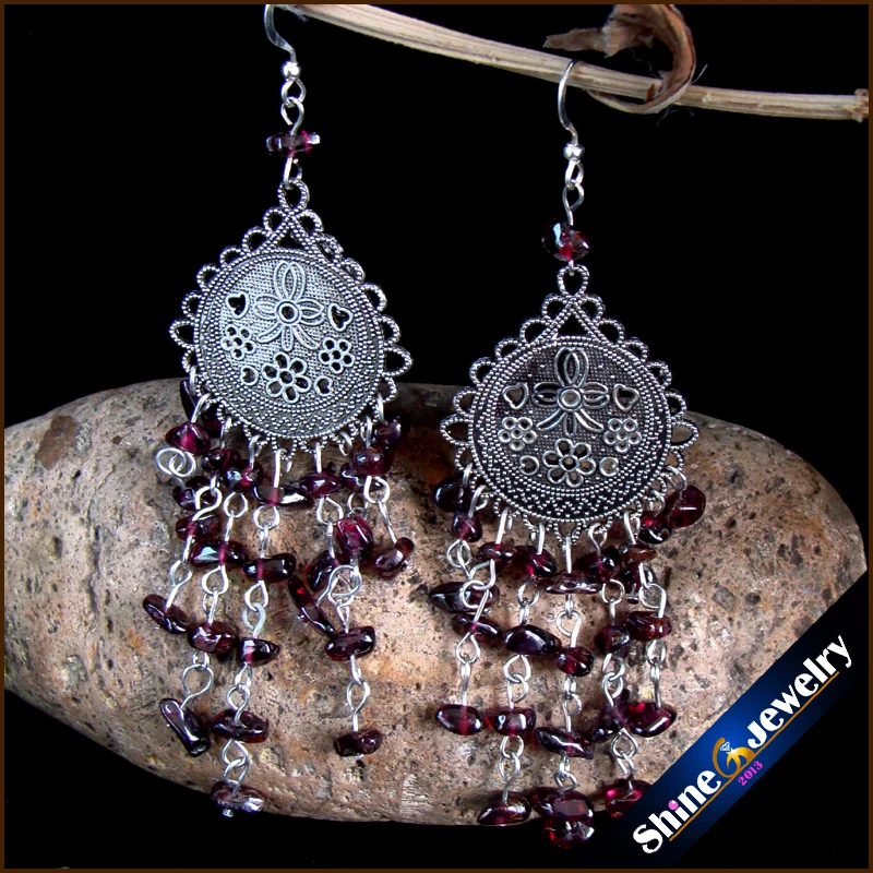 

2 шт., висячие серьги в тибетском стиле, из серебра 100% пробы