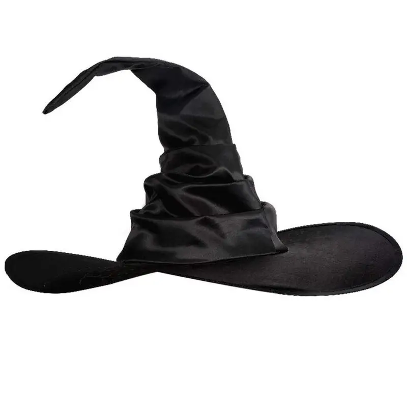 

Женская шляпа ведьмы на Хэллоуин, черная шляпа ведьмы с рюшами, ведьмы, волшебник, косплей головной убор ведьмы, декор ведьмы, головные уборы, костюм на Хэллоуин