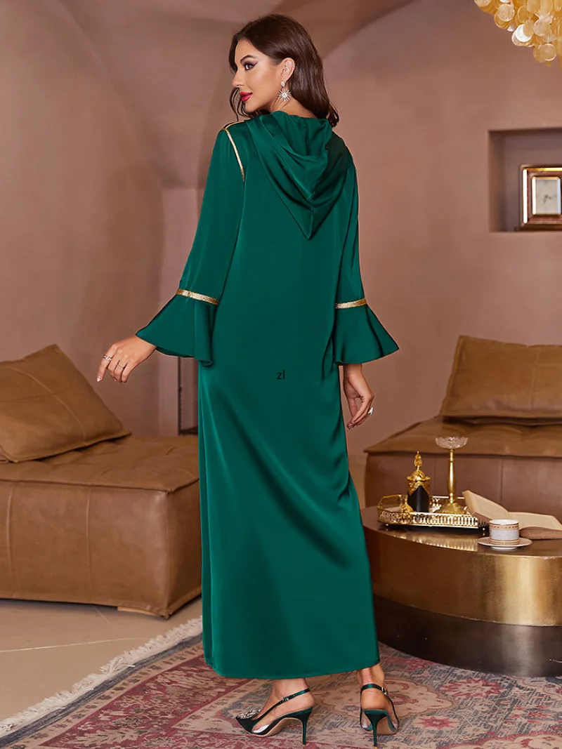 Moroccan Djellaba Party Kaftan Women Hooded Abaya Long Dress Handsewn Rhinestones Muslim Evening Dresses Gulf Jalabiya Abayas