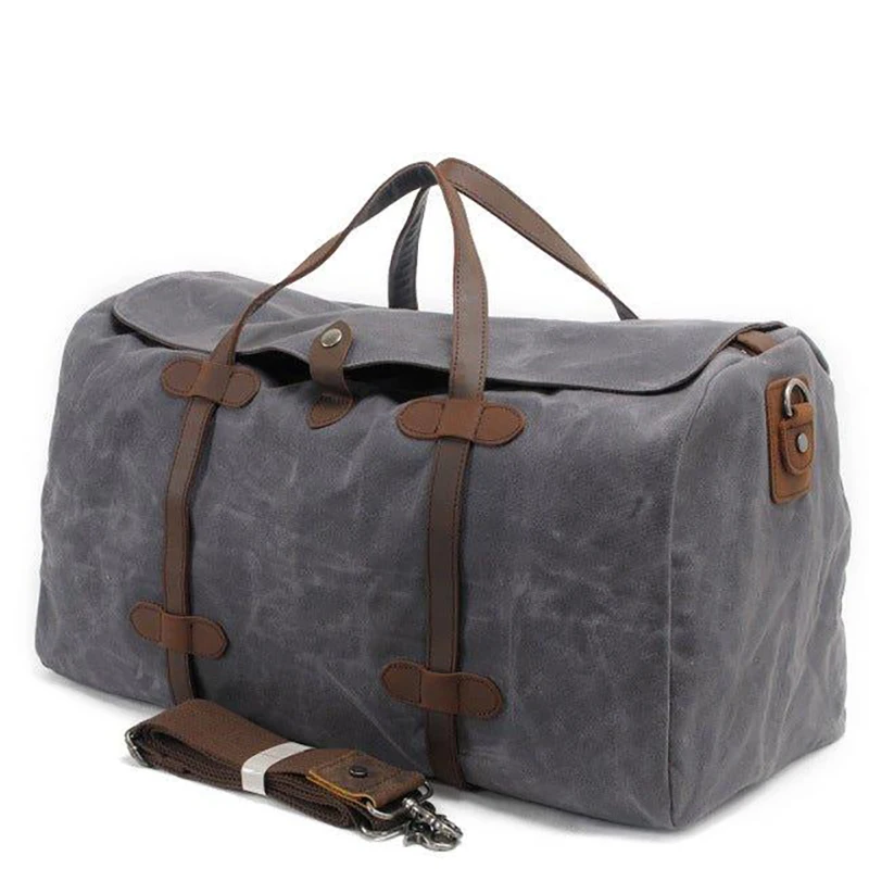 Waterproof Waxed Canvas Luggage Bag Large Capacity Crossbody Bag Travel Weekend Bag For Men Business Trip Duffel Tote Bag XA2T