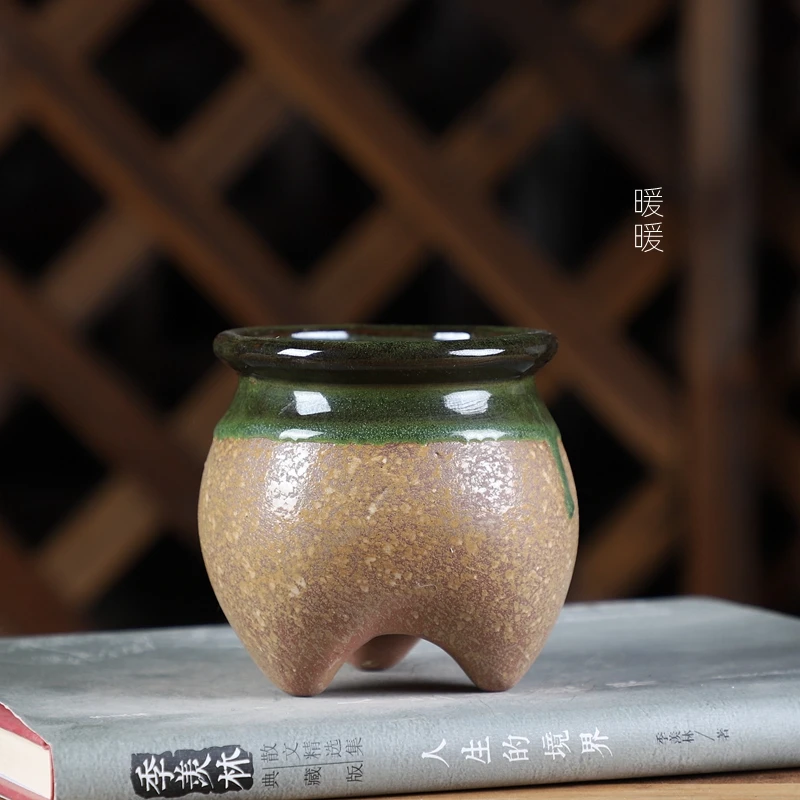 Керамический цветной горшок для пальцев, круглый цветок, резной горшок бонсай, традиционное украшение для сада